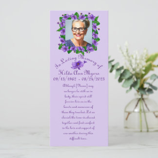 Violet Memories Memorial/Funeral Card