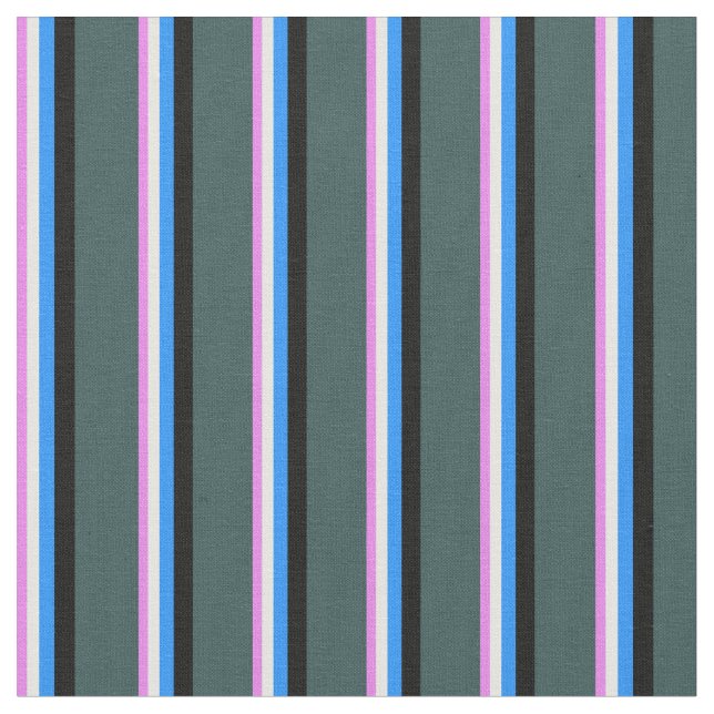 Violet, Mint Cream, Blue, Black & Dark Slate Grey Fabric (Close Up)