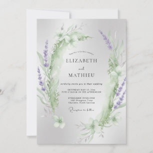 Violet Mint Foliage Eucalyptus Wedding Invitation