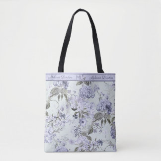 Violet & Mint Hydrangea & Lilacs Personalised Tote