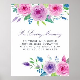Violet Mix Watercolor Floral Wedding Memorial Sign