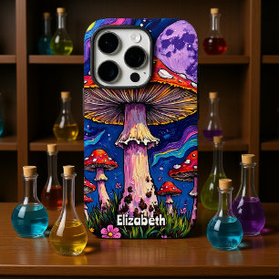 Violet Moonlit Mushrooms iPhone 16 Pro Case