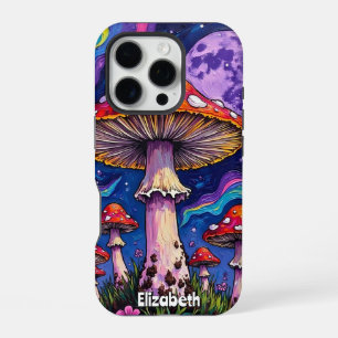 Violet Moonlit Mushrooms iPhone 16 Pro Case