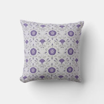 Violet Morning Glory Art Deco Pillow