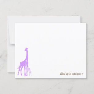 Violet Mum and Baby Giraffe Thank You Cards