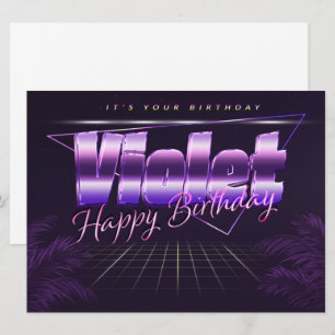 Violet Name Vorname lila retro Karte Geburtstag Card