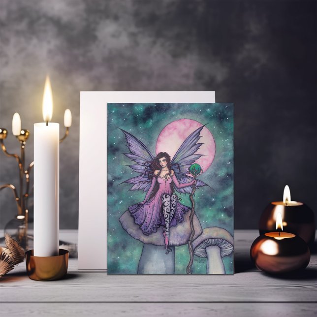 Violet Night Fairy Blank Card by Molly Harrison (Creator Uploaded)