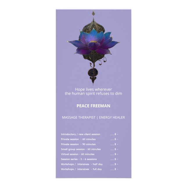 VIOLET ORACLE | MYSTICAL LOTUS EMBLEM RACK CARD (Front)