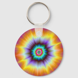 Violet Orange and Turquoise Explosion Keychain