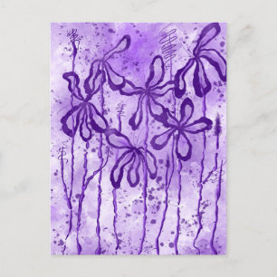 violet Paint Splatter & Lilies Postcard