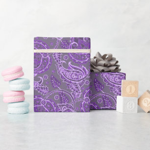 Violet paisley damask floral oriented ethnic wrapping paper