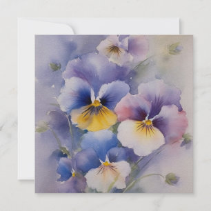 Violet Pansy Watercolor Style Hello Sympathy Card
