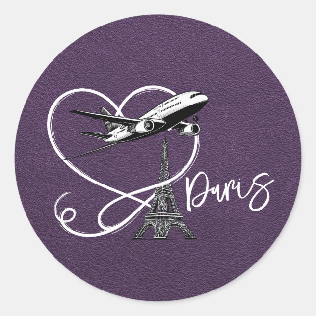 Violet Paris Passport  Classic Round Sticker (Front)