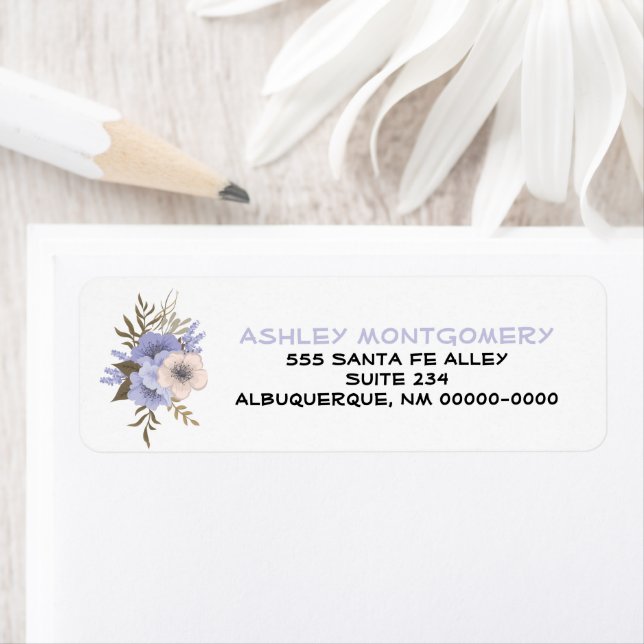 Violet Pastel Peach Wild Roses Personalised Return Address Label (Insitu)