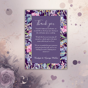 violet pastel wildflower greenery wedding thank you card
