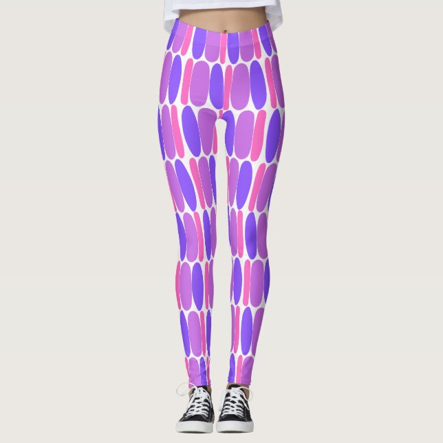 Violet Pattern Colourful Shapes Leggings (Front)