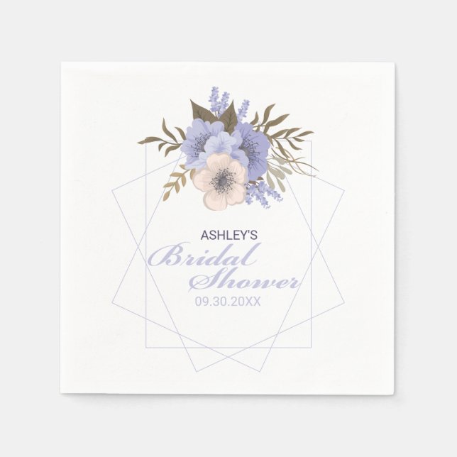 Violet Peach Pastel Geometric Roses Custom Napkin (Front)