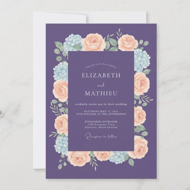 Violet Peach Radiant Spring Wedding Invitation (Front)