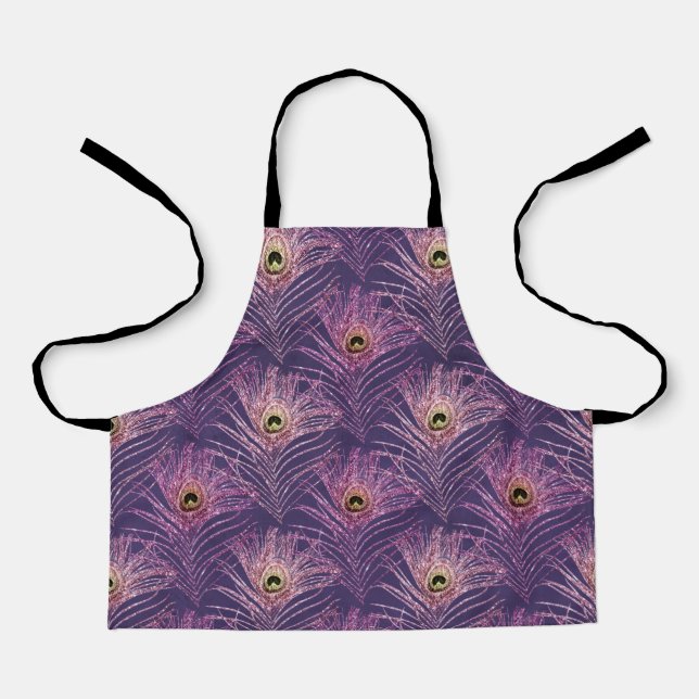 Violet peacock feather pattern from bird peacock apron (Front)