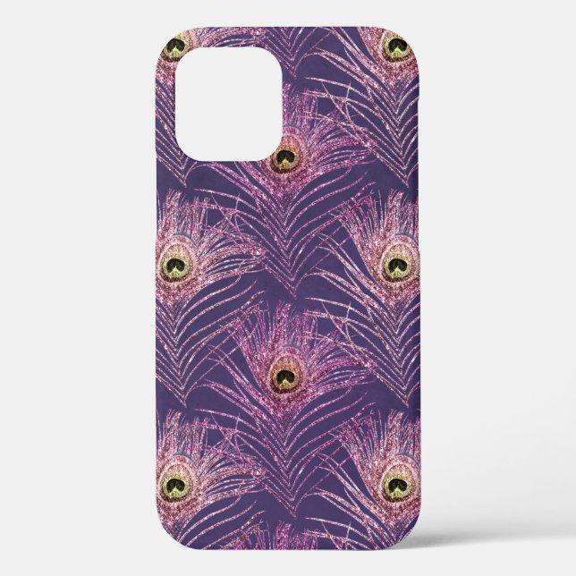 Violet peacock feather pattern from bird peacock Case-Mate iPhone case (Back)