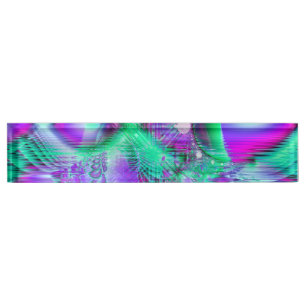 Violet Peacock Feathers, Abstract Crystal Mint Nameplate