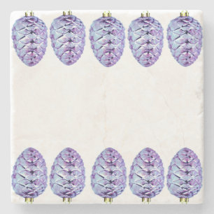 Violet Pinecones Stone Coaster