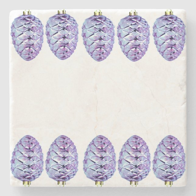 Violet Pinecones Stone Coaster (Front)