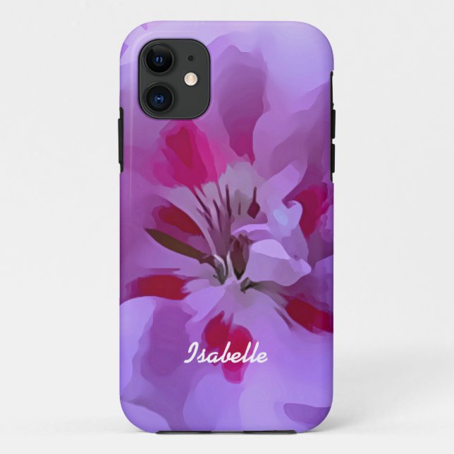 Violet Pink Abstract Hibiscus Flower Personalised Case-Mate iPhone Case (Back)
