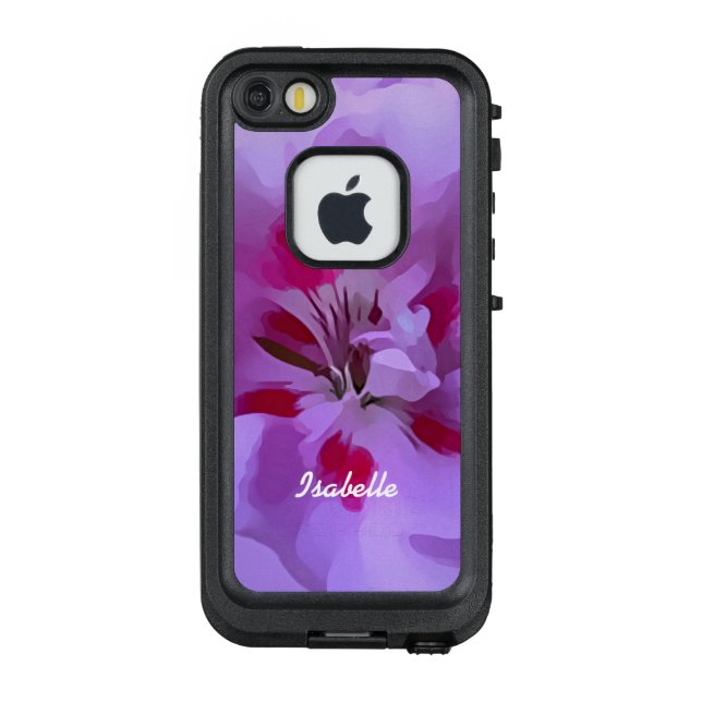 Violet Pink Abstract Hibiscus Flower Personalised LifeProof iPhone Case (Back)