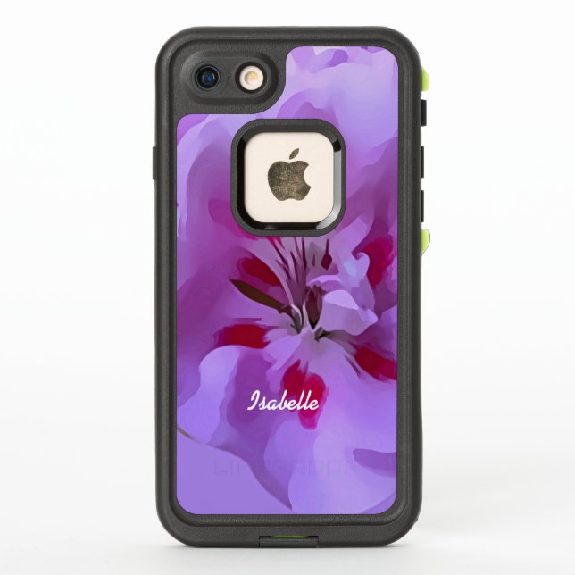 Violet Pink Abstract Hibiscus Flower Personalised LifeProof iPhone Case (Back)