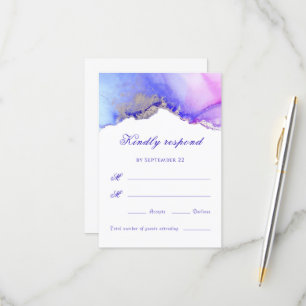 Violet Pink Abstract Wedding RSVP Card