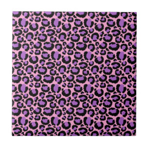 Violet Pink Cheetah Leopard Pattern Animal Lover Ceramic Tile