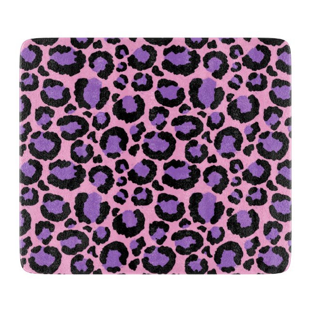 Violet Pink Cheetah Leopard Pattern Animal Lover Cutting Board (Front)