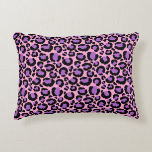 Violet Pink Cheetah Leopard Pattern Animal Lover Decorative Cushion