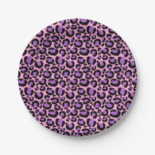 Violet Pink Cheetah Leopard Pattern Animal Lover Paper Plate