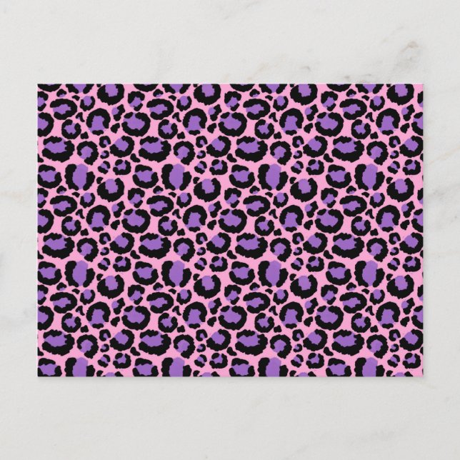 Violet Pink Cheetah Leopard Pattern Animal Lover Postcard (Front)