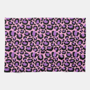 Violet Pink Cheetah Leopard Pattern Animal Lover Tea Towel