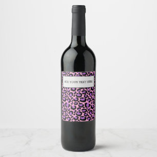 Violet Pink Cheetah Leopard Pattern Animal Lover Wine Label