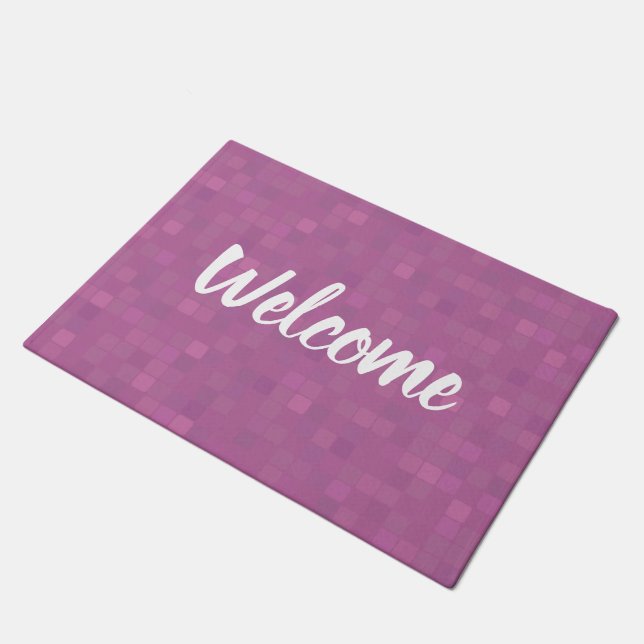 Violet pink pixels mosaic door mat. doormat (Angled)