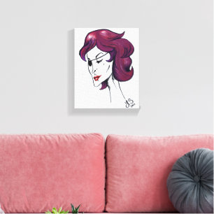 Violet Pirate Lady Purple Hair Woman Drawing Art Canvas Print