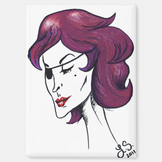 Violet Pirate Lady Purple Hair Woman Drawing Art Magnet