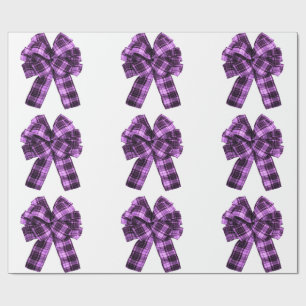 Violet Plaid Bows Wrapping Paper