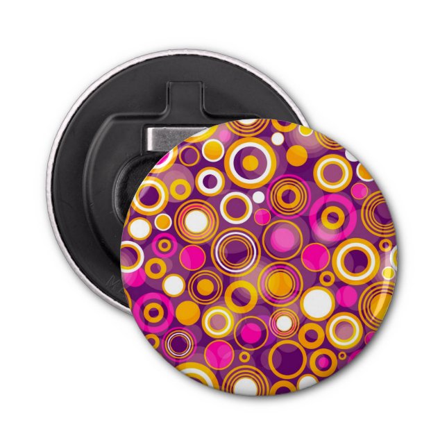 Violet Polka Dot Pattern Bottle Opener (Front)