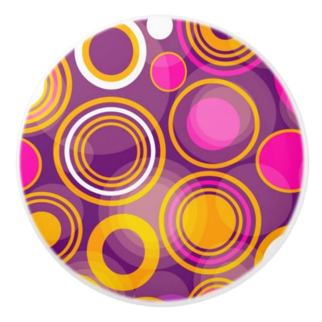 Violet Polka Dot Pattern Ceramic Knob (Front)