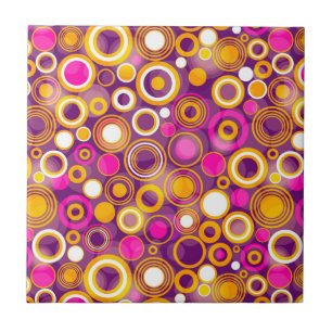Violet Polka Dot Pattern Ceramic Tile