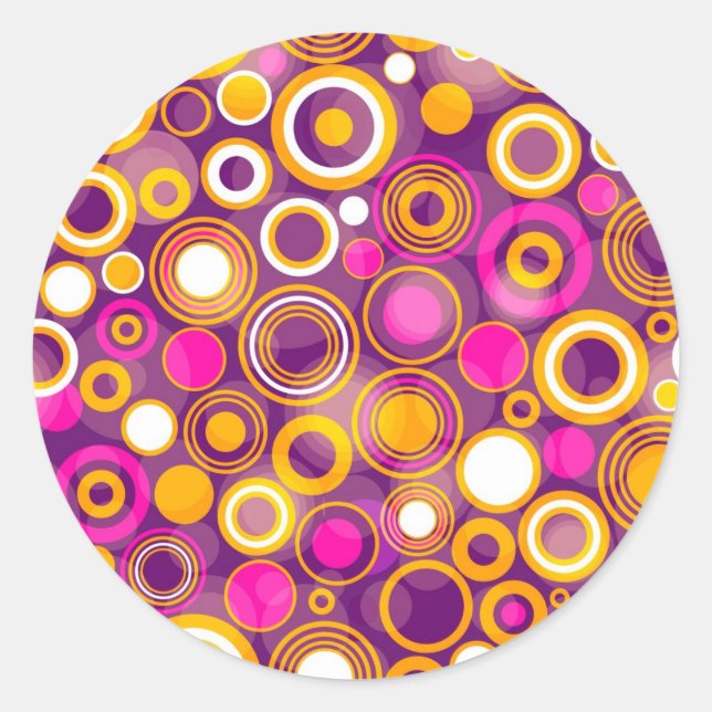 Violet Polka Dot Pattern Classic Round Sticker (Front)