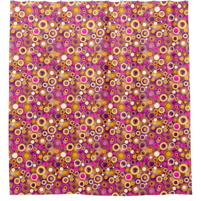 Violet Polka Dot Pattern Shower Curtain (Front)