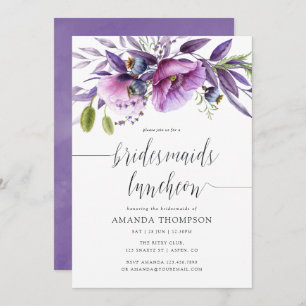 Violet Poppy Floral Bridesmaids Luncheon Invite