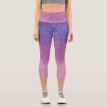 Violet Princess Blush Pink Triple Glitter Ombre Capri Leggings<br><div class="desc">This girly and chic design is perfect for the girly girl. It depicts faux printed sparkly triple sparkly glitter ombre gradient of violet purple, princess pink, and blush pink. It's pretty, modern, trendy, and unique. ***IMPORTANT DESIGN NOTE: For any custom design request such as matching product requests, colour changes, placement...</div>