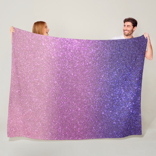 Violet Princess Blush Pink Triple Glitter Ombre Fleece Blanket (In Situ)